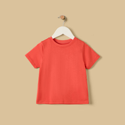 Plain Cotton T-shirt - Red / 12-18 mths