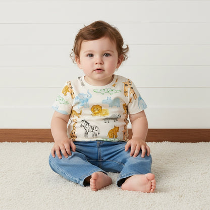Safari Print T-shirt - Cream / 12-18 mths