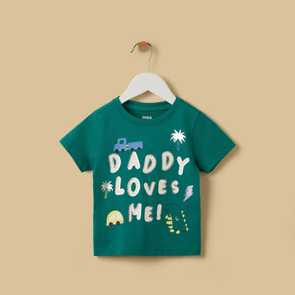 Slogan Print Cotton T-shirt