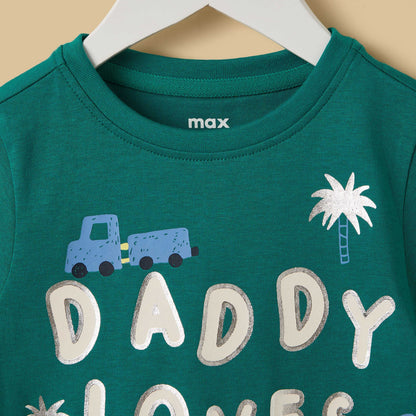 Slogan Print Cotton T-shirt