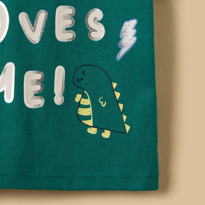 Slogan Print Cotton T-shirt