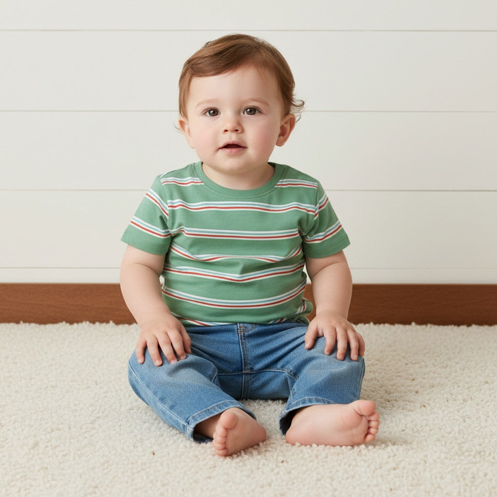 Striped T-shirt - Green / 12-18 mths