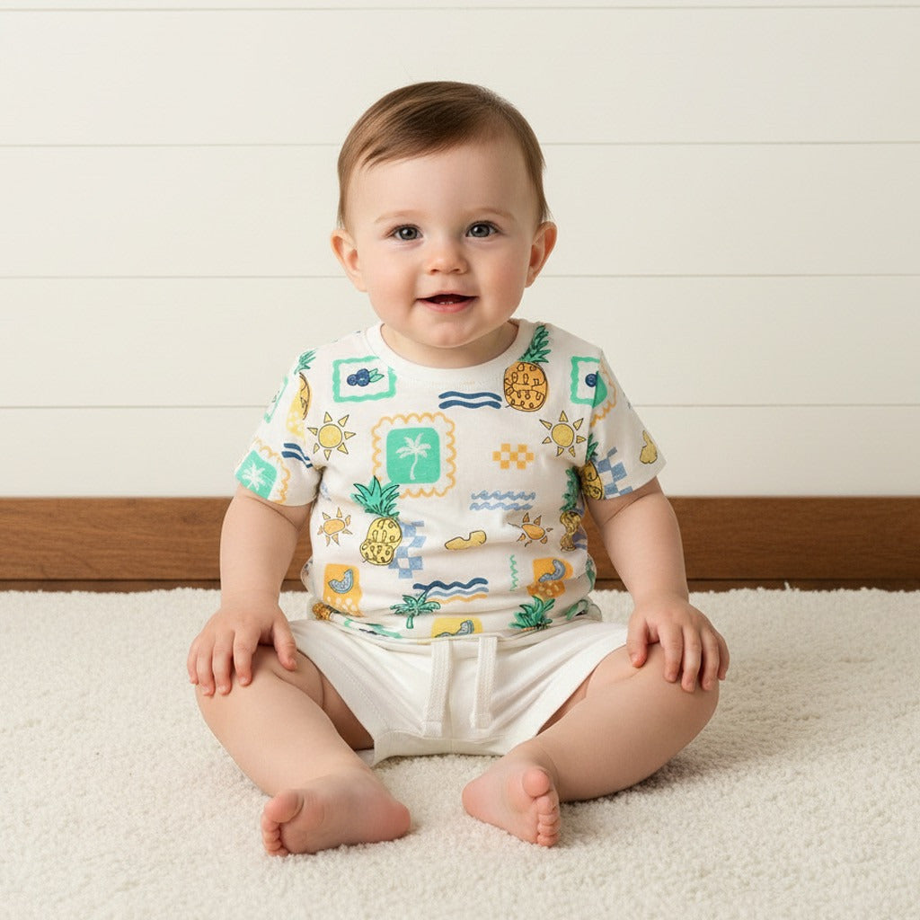 Fruit Print T-shirt - Cream / 12-18 mths