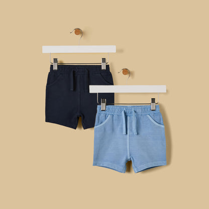 Pack of 2 - Textured Cotton Shorts