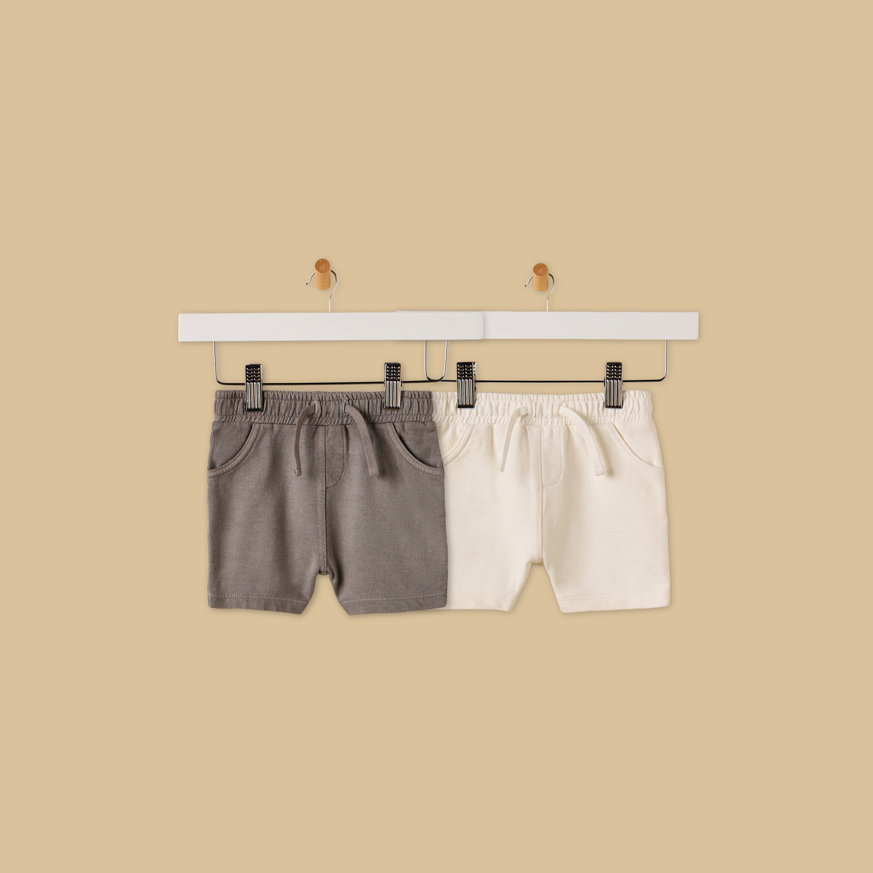 Pack of 2 - Textured Cotton Shorts - Multicolour / 12-18 mths