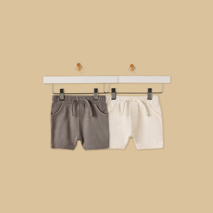 Pack of 2 - Textured Cotton Shorts - Multicolour / 12-18 mths