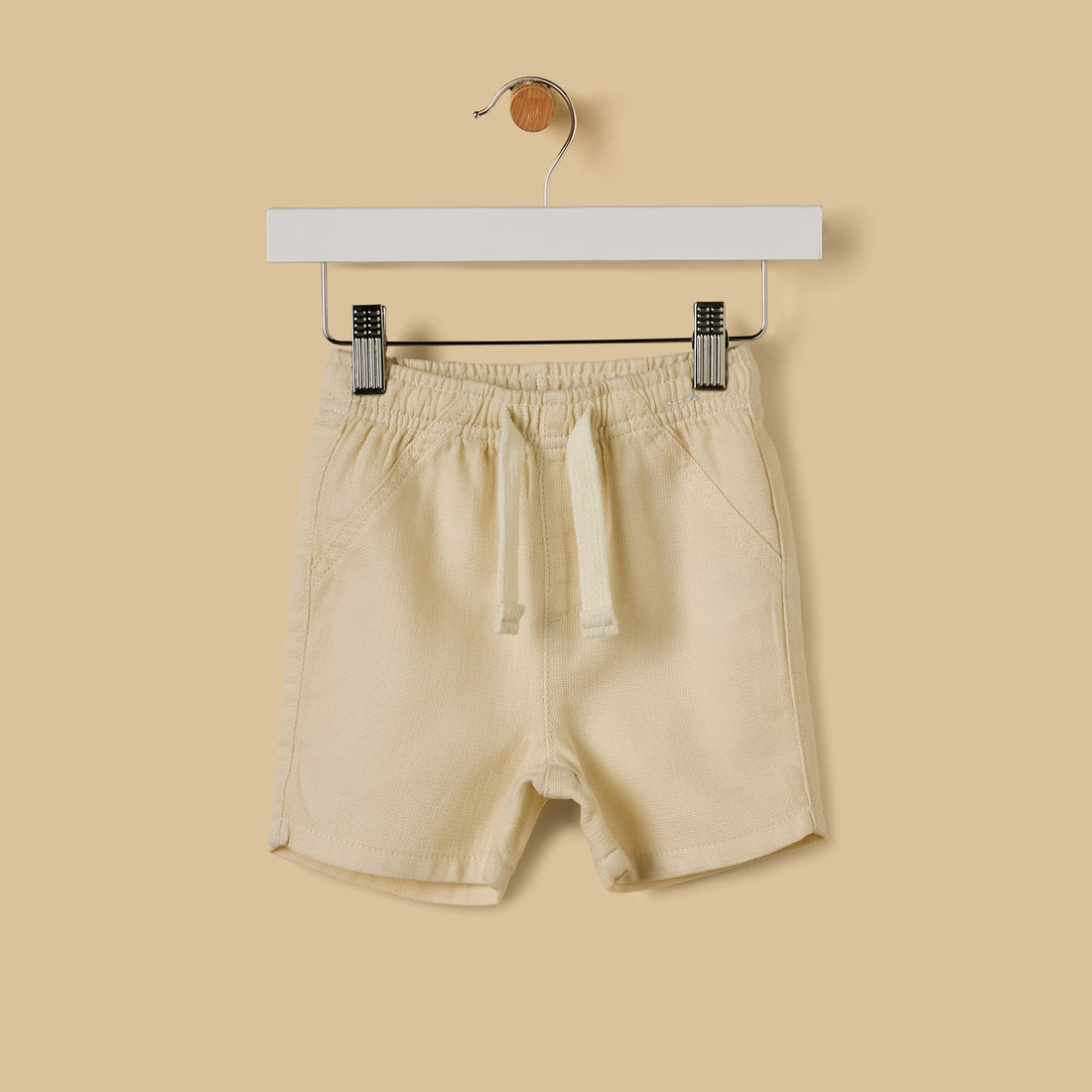 Textured Cotton Shorts - Cream / 12-18 mths