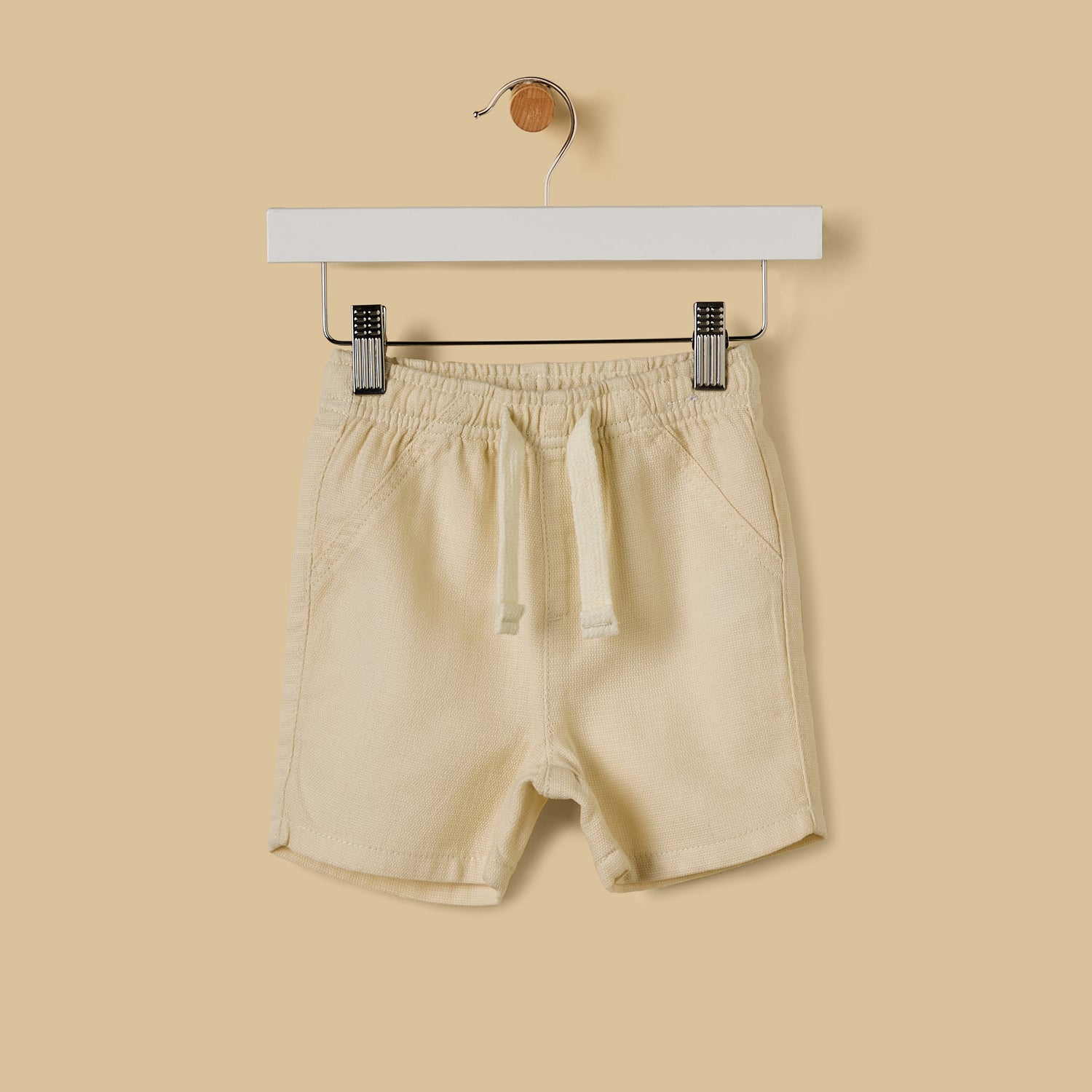 Textured Cotton Shorts - Cream / 12-18 mths