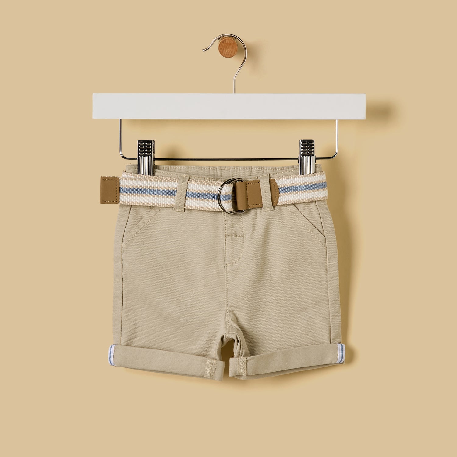 Plain Belted Shorts