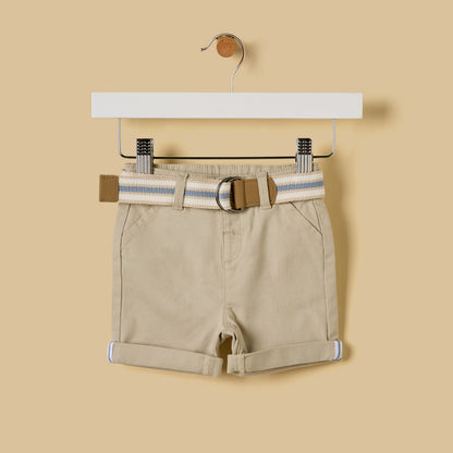 Plain Belted Shorts