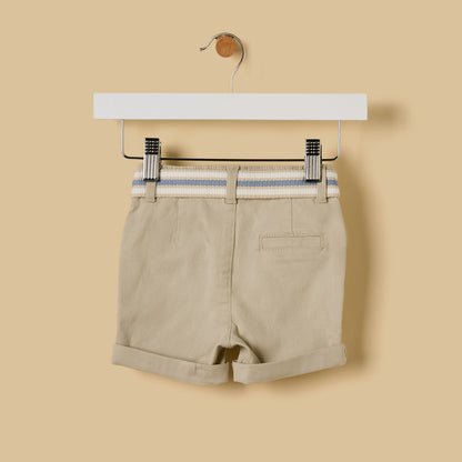 Plain Belted Shorts