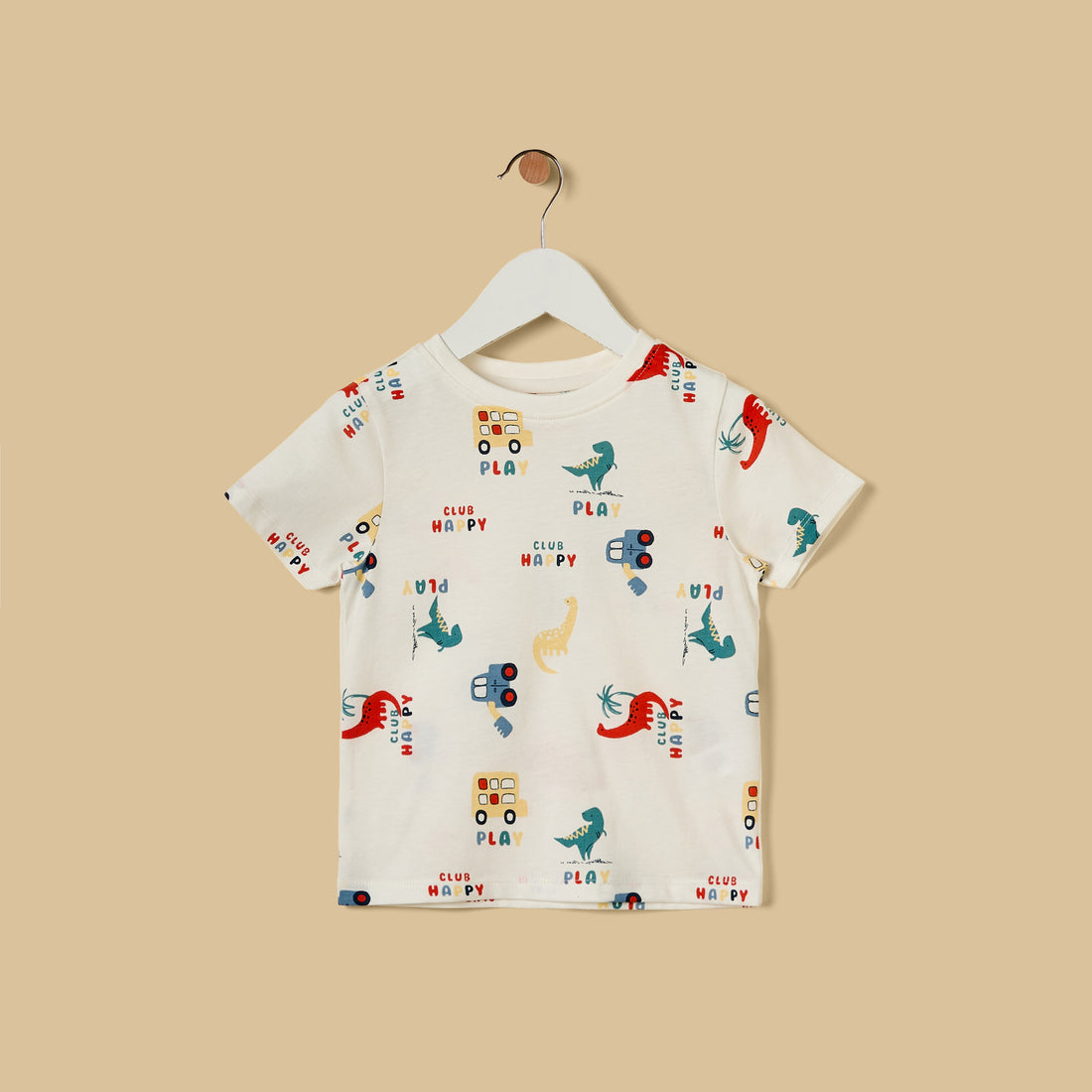 Dinosaur and Vehicle Print T-shirt