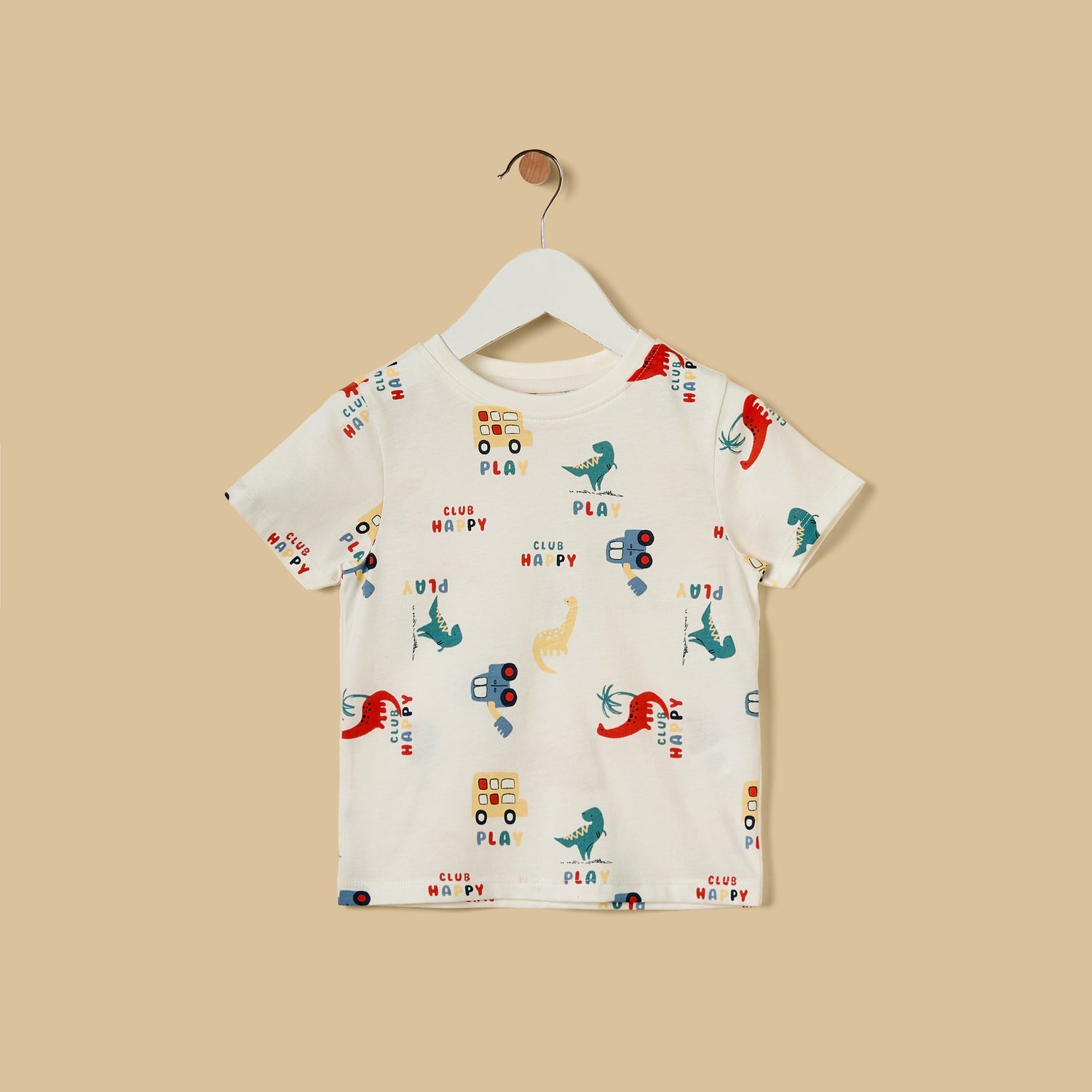 Dinosaur and Vehicle Print T-shirt