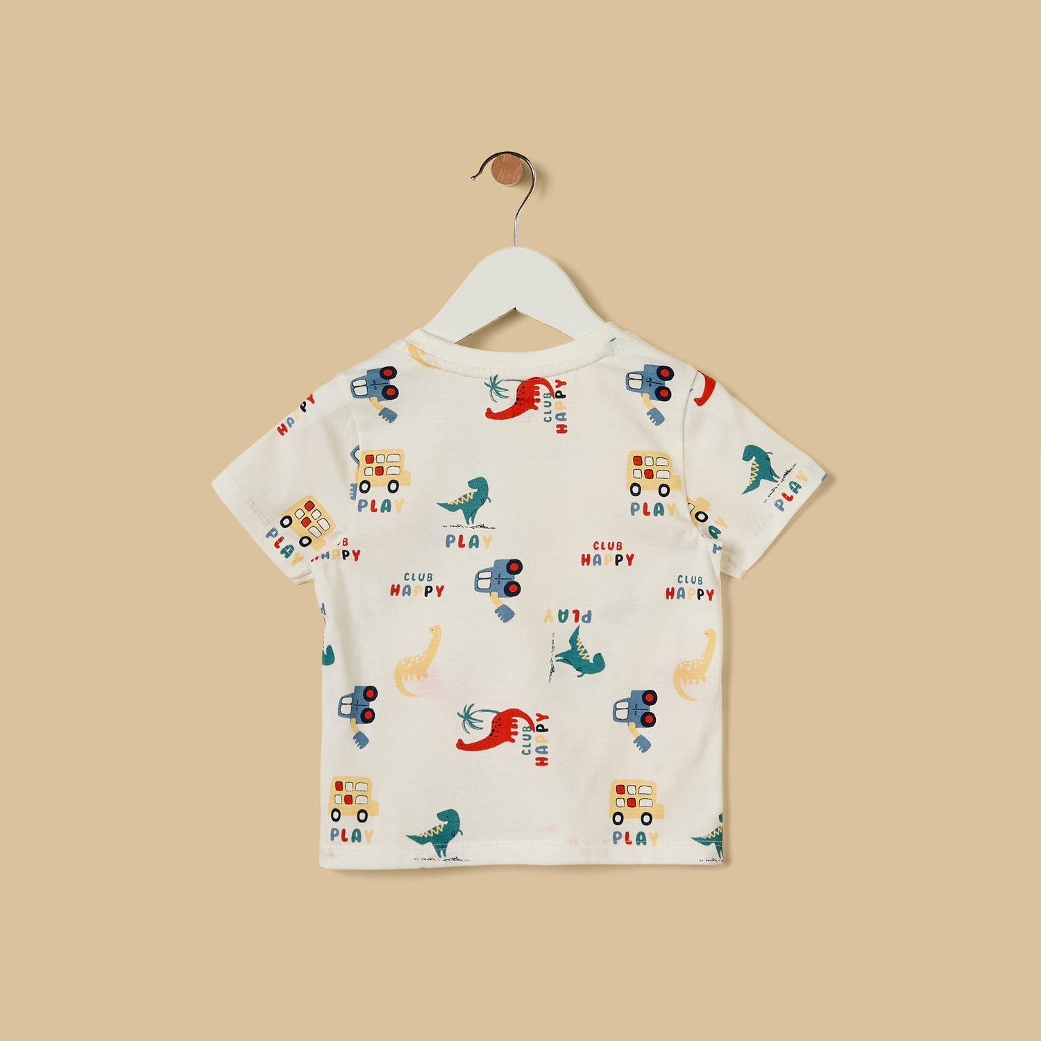 Dinosaur and Vehicle Print T-shirt