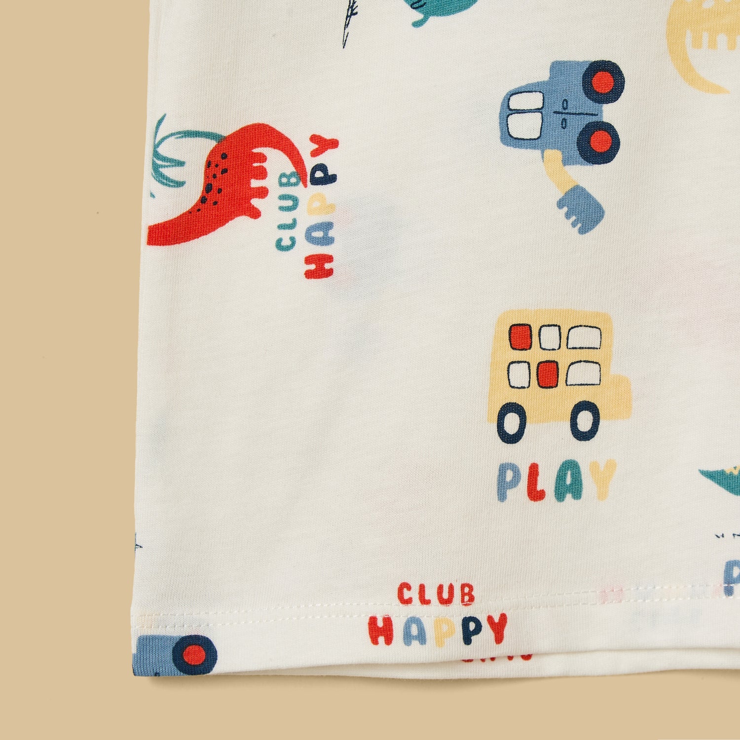 Dinosaur and Vehicle Print T-shirt