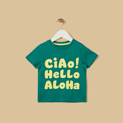 Slogan Print Cotton T-shirt