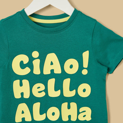 Slogan Print Cotton T-shirt