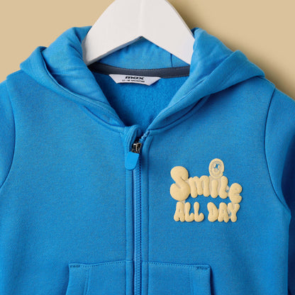 Smile Print Zip Through Hoodie and Joggers Set