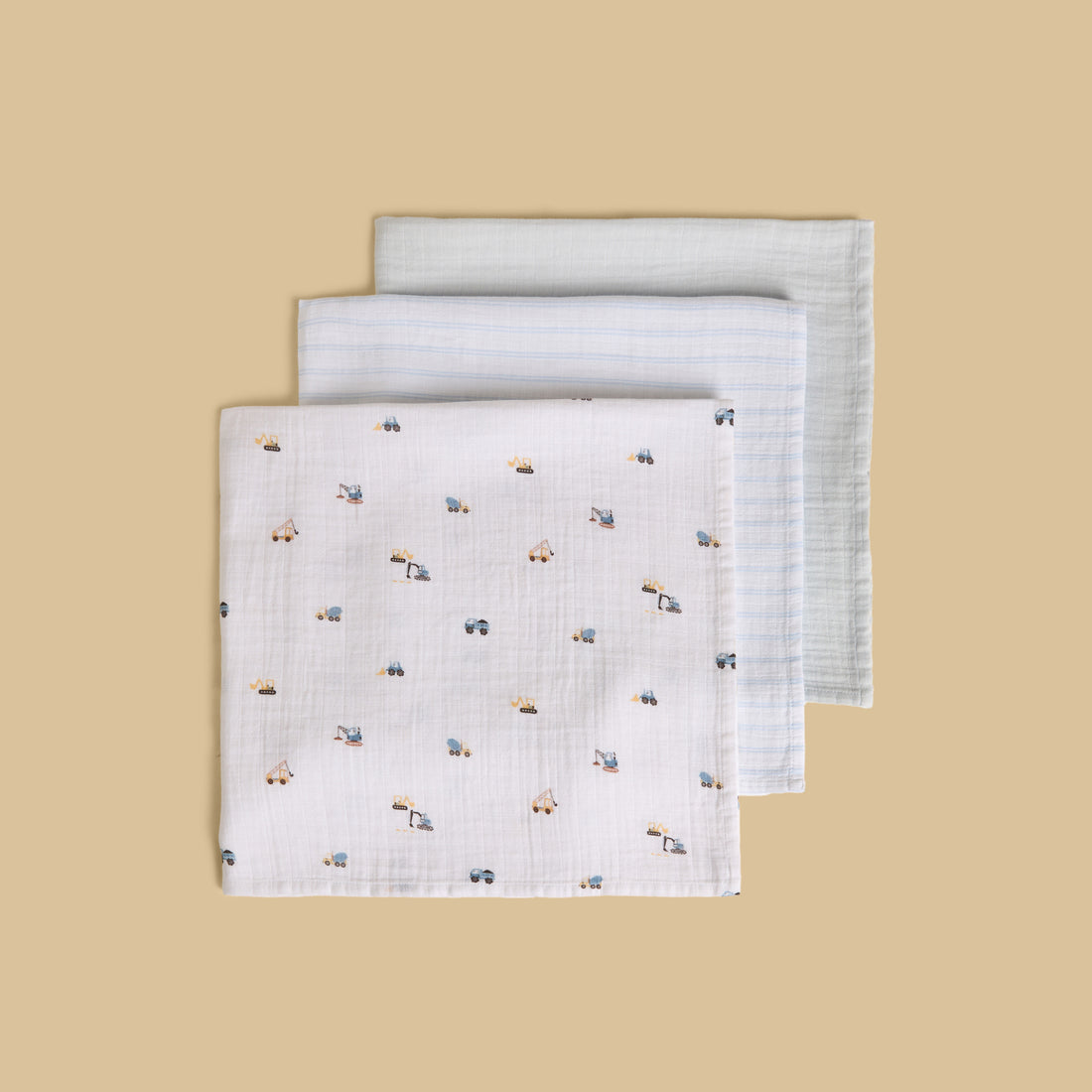 Pack of 3 - Tractor Print Muslin Cloth