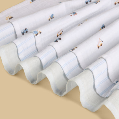 Pack of 3 - Tractor Print Muslin Cloth