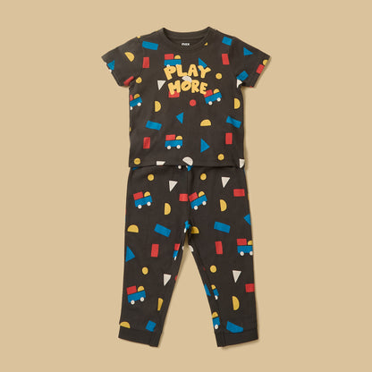 Pack of 2 - Shape Print Cotton Pyjama Set