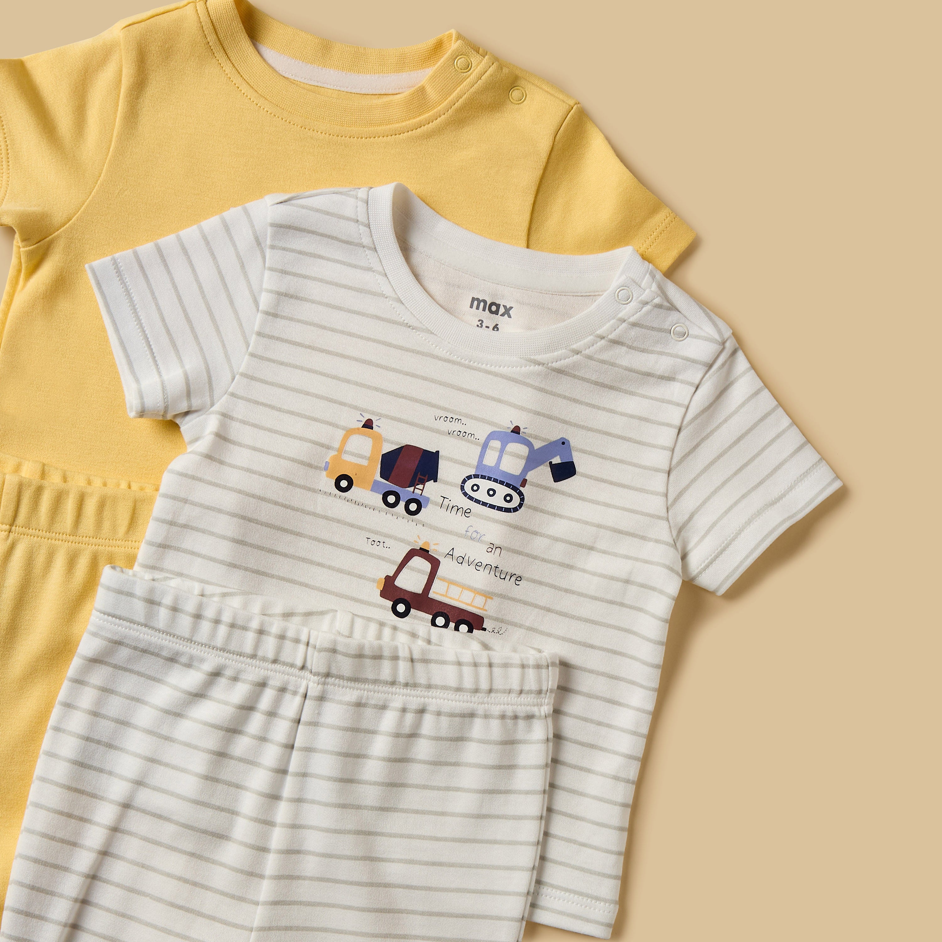 Pack of 2 - Printed Cotton Pyjama Set
