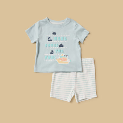 Pack of 2 - Printed Cotton Pyjama Set