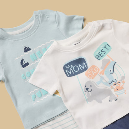 Pack of 2 - Printed Cotton Pyjama Set