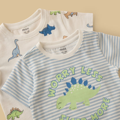 Pack of 2 - Dinosaur Print Cotton Pyjama Set