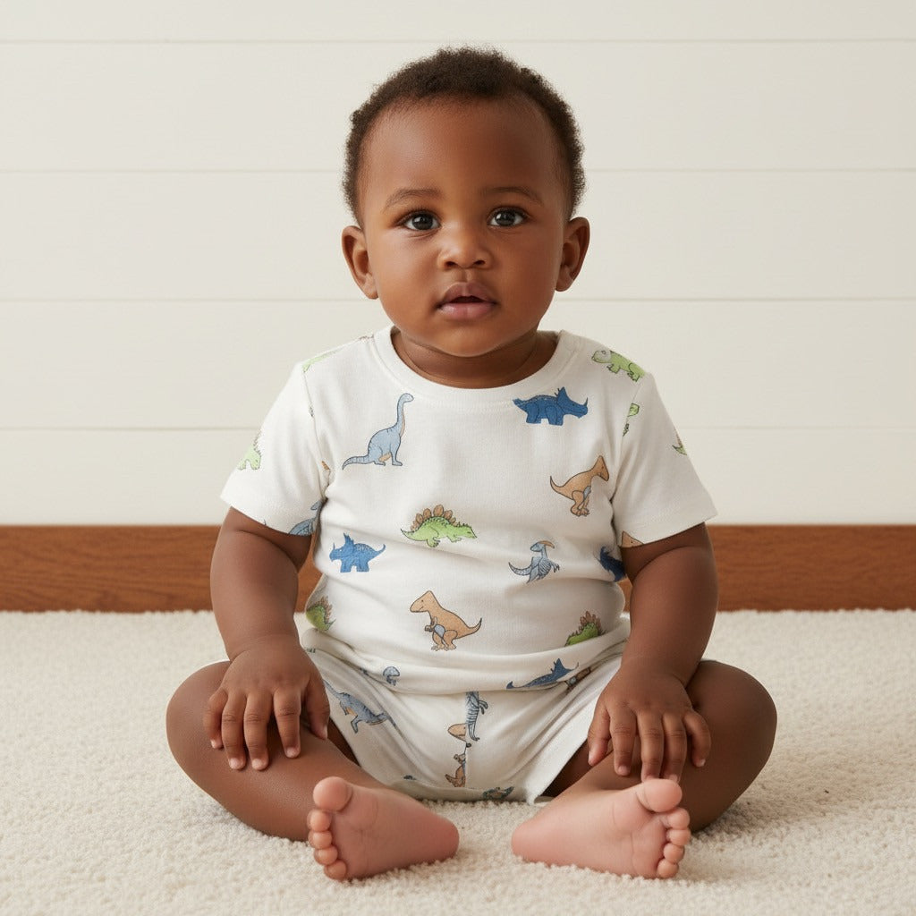 Pack of 2 - Dinosaur Print Cotton Pyjama Set