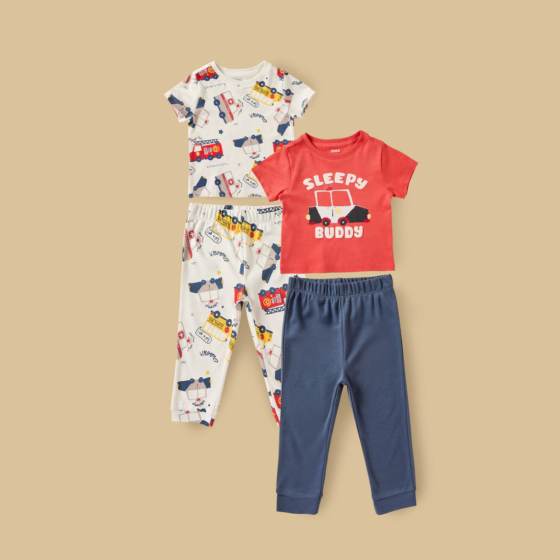 Pack of 2 - Transport Print Cotton Pyjama Set - Multicolour / 12-18 mths