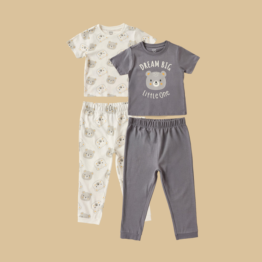 Pack of 2 - Bear Print Cotton Pyjama Set - Multicolour / 12-18 mths