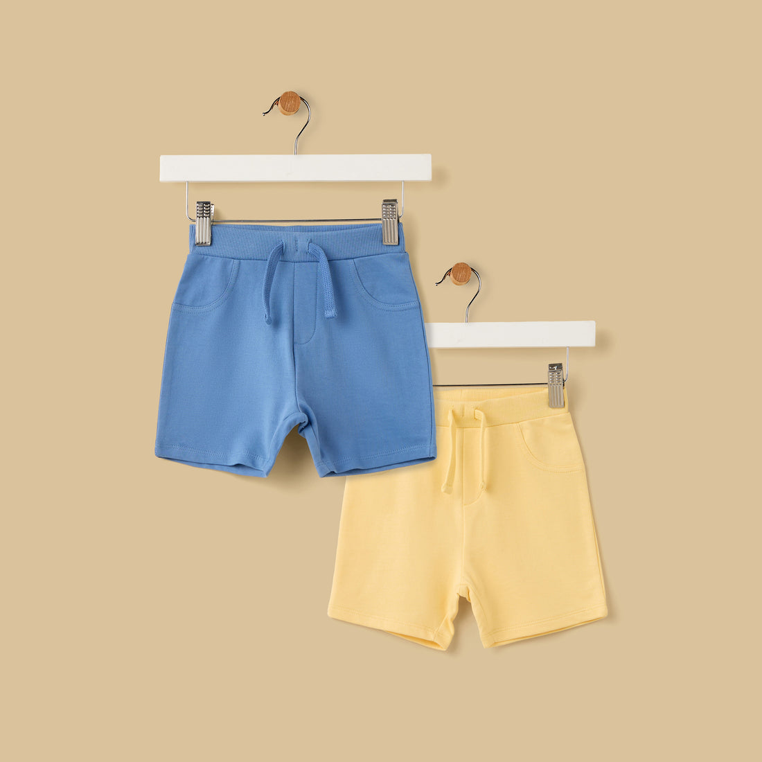 Pack of 2 - Cotton Shorts with Pockets - Multicolour / 12-18 mths