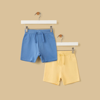 Pack of 2 - Cotton Shorts with Pockets - Multicolour / 12-18 mths