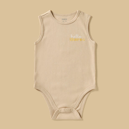 Pack of 3 - Printed Ribbed Sleeveless Cotton Bodysuit