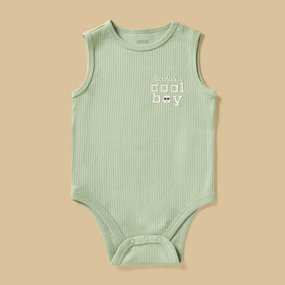 Pack of 3 - Printed Ribbed Sleeveless Cotton Bodysuit