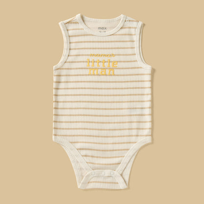 Pack of 3 - Printed Ribbed Sleeveless Cotton Bodysuit
