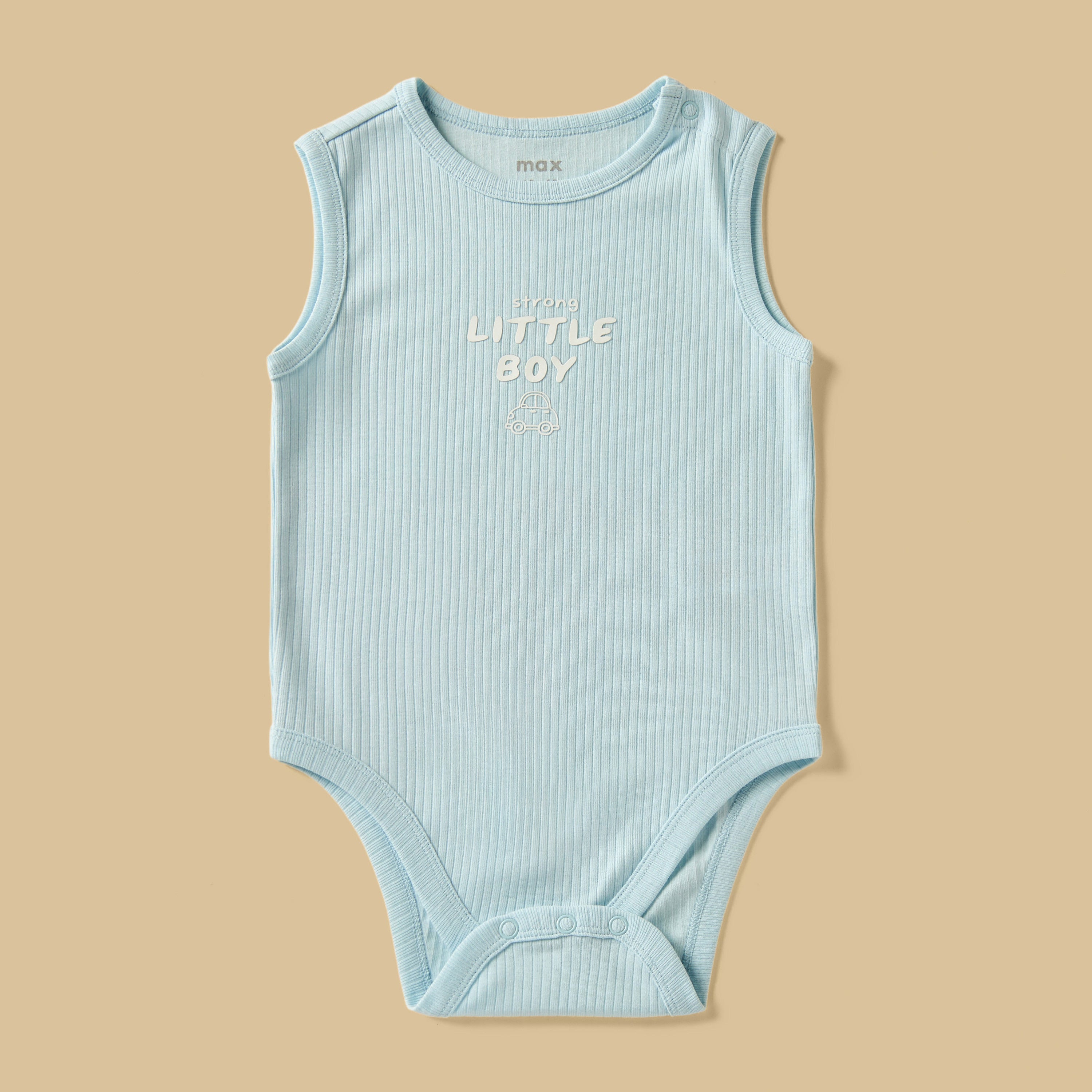 Pack of 3 - Printed Ribbed Sleeveless Cotton Bodysuit