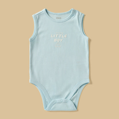 Pack of 3 - Printed Ribbed Sleeveless Cotton Bodysuit