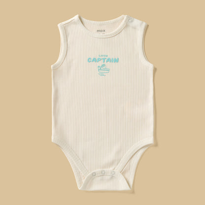 Pack of 3 - Printed Ribbed Sleeveless Cotton Bodysuit