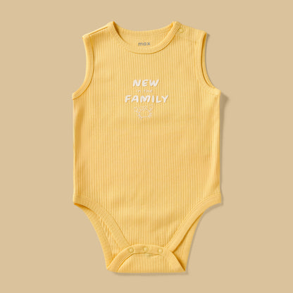 Pack of 3 - Printed Ribbed Sleeveless Cotton Bodysuit