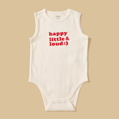 Pack of 3 - Slogan Print Ribbed Sleeveless Cotton Bodysuit