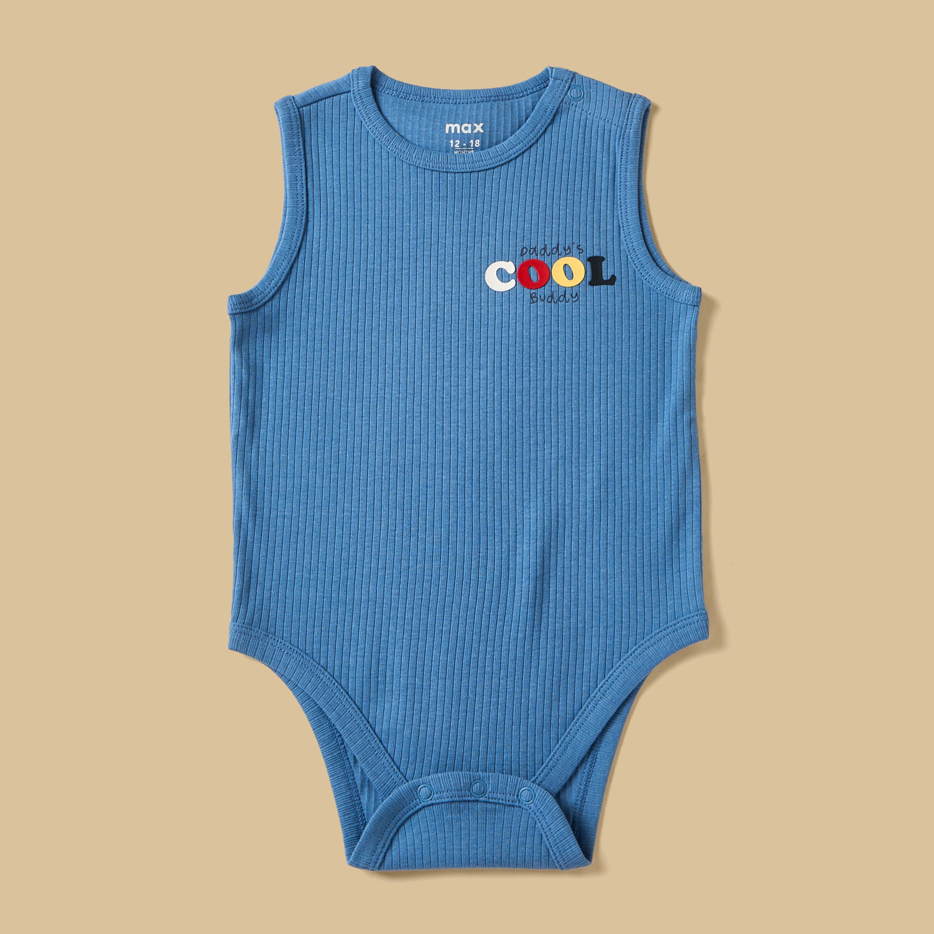 Pack of 3 - Slogan Print Ribbed Sleeveless Cotton Bodysuit