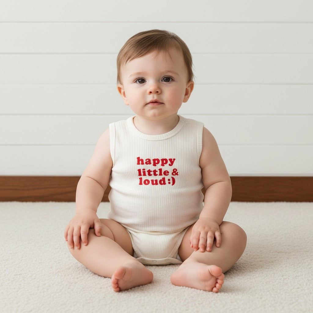 Pack of 3 - Slogan Print Ribbed Sleeveless Cotton Bodysuit