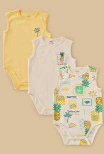 Pack of 3 - Printed Sleeveless Bodysuit-undefined-image-1