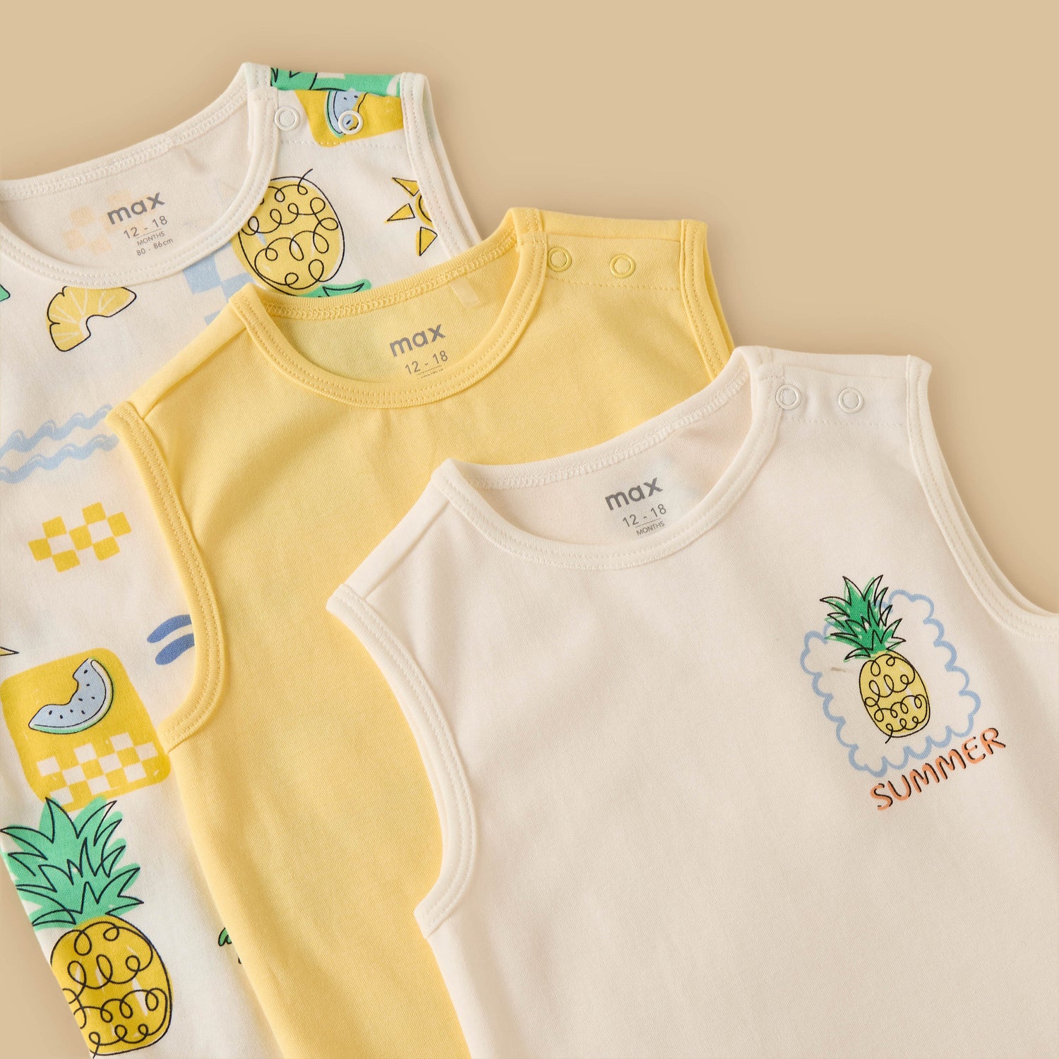Pack of 3 - Printed Sleeveless Bodysuit