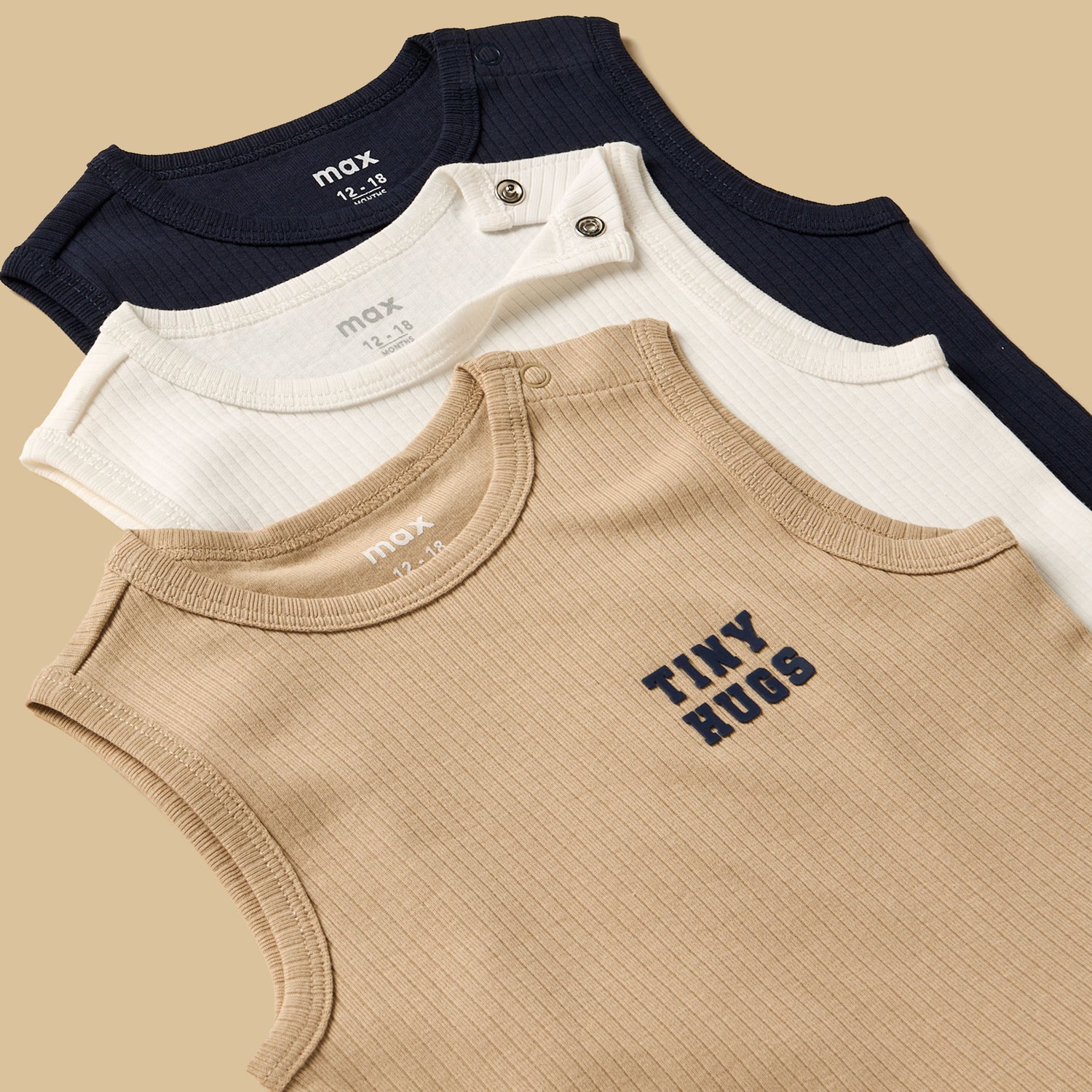 Pack of 3 - Ribbed Cotton Sleeveless Bodysuit