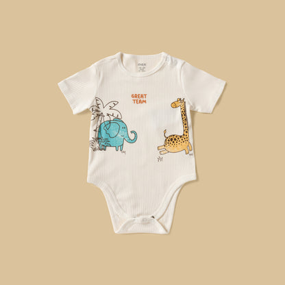 Pack of 3 - Safari Print Cotton Bodysuit
