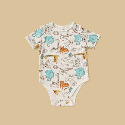 Pack of 3 - Safari Print Cotton Bodysuit