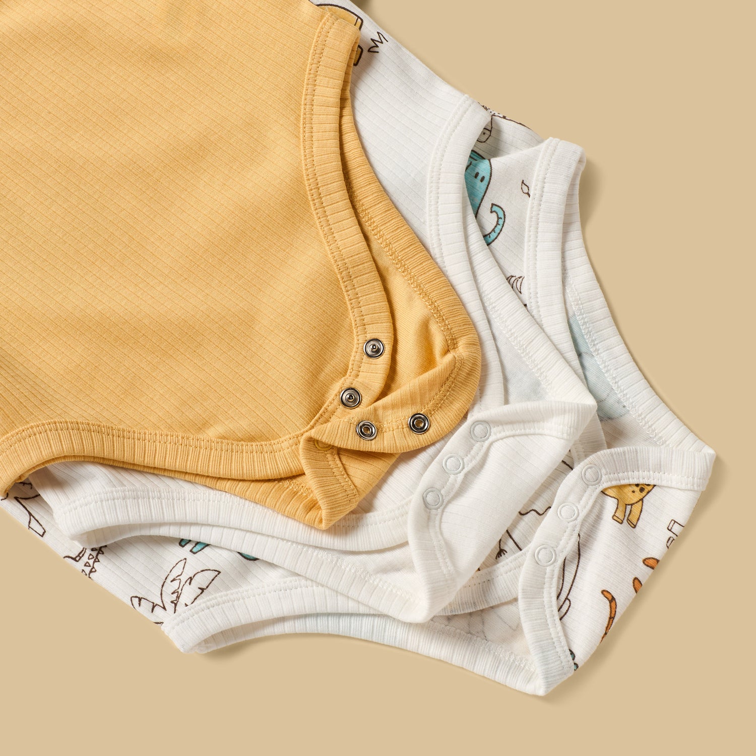 Pack of 3 - Safari Print Cotton Bodysuit